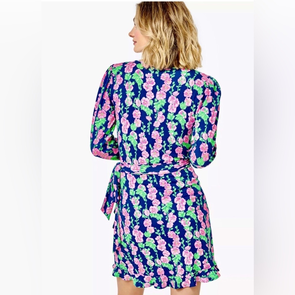 Lilly Pulitzer Mirelle Oyster Bay Navy De Vine Ruffle Wrap Romper Size M - Picture 5 of 10